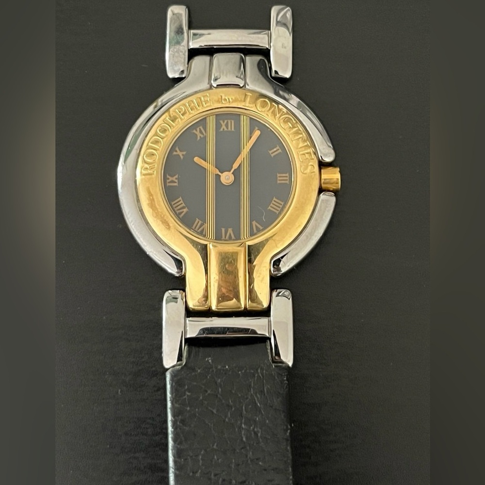 Longines Rodolphe Watch BlackSS/GlodPlated/Leather Qz